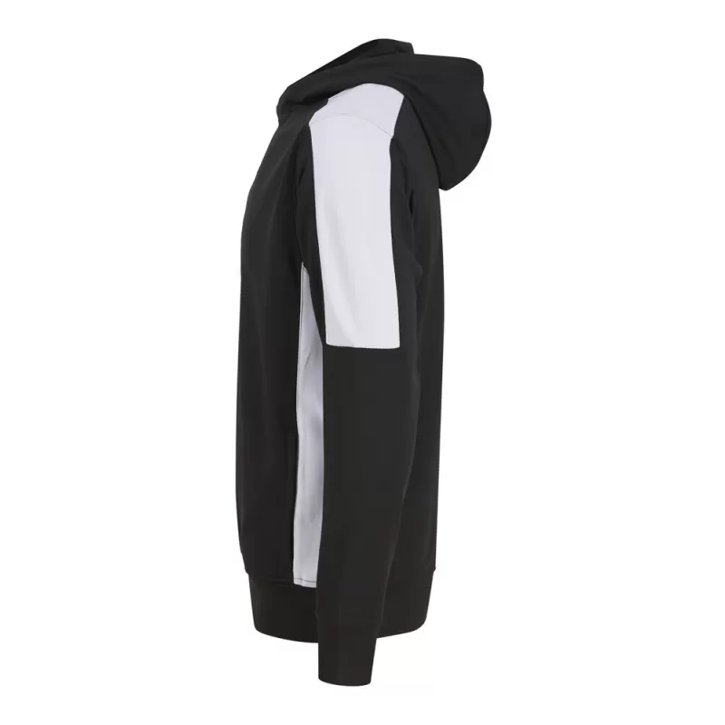 Sweat à capuche bicolore en polyester, intérieur brossé, poches zippées, 250 g/m²
