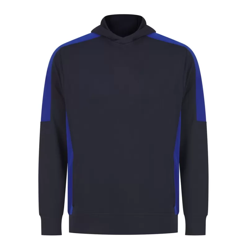 Sweat à capuche bicolore en polyester, intérieur brossé, poches zippées, 250 g/m²