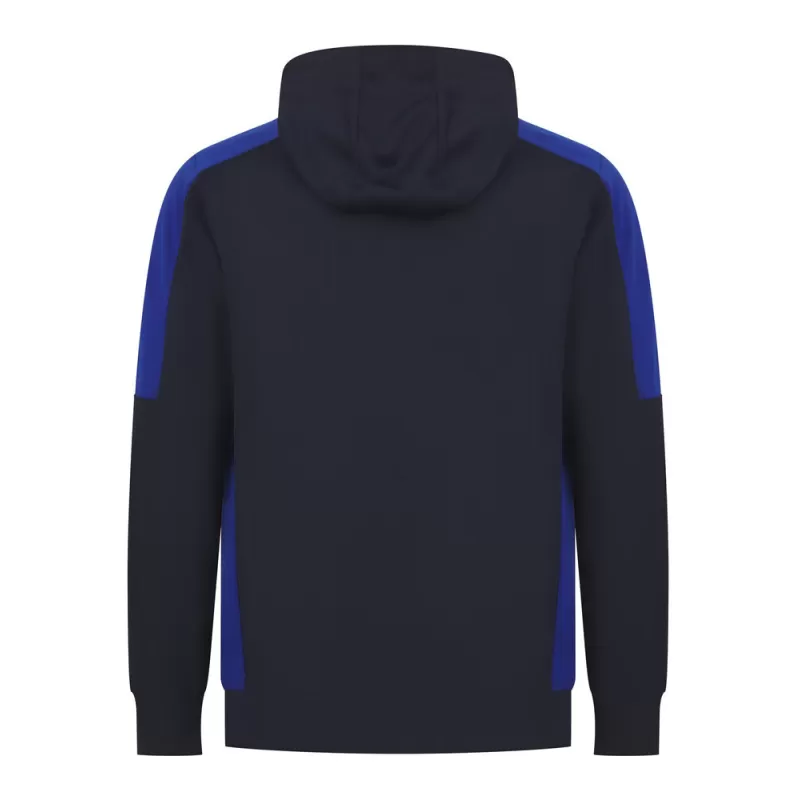 Sweat à capuche bicolore en polyester, intérieur brossé, poches zippées, 250 g/m²