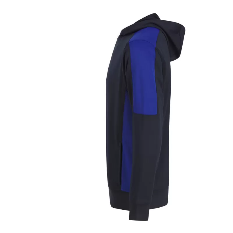 Sweat à capuche bicolore en polyester, intérieur brossé, poches zippées, 250 g/m²