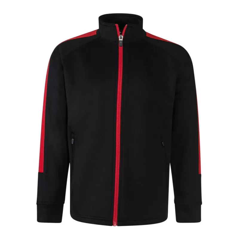 Veste de sport enfant grand zip contrasté en polyester, poches zippées, 250 g/m²