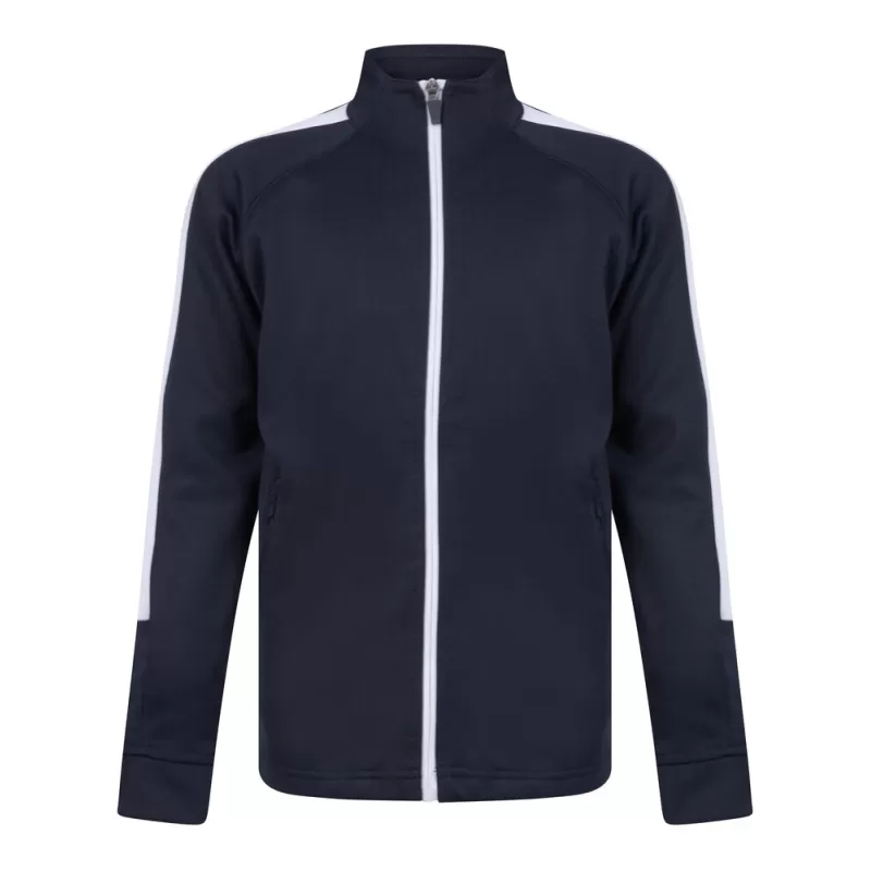 Veste de sport enfant grand zip contrasté en polyester, poches zippées, 250 g/m²