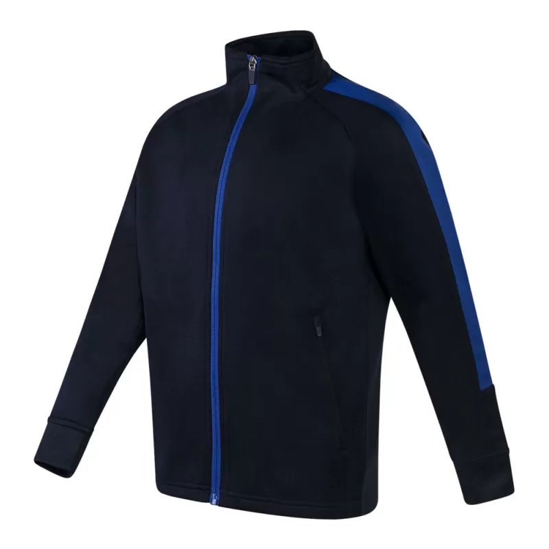 Veste de sport enfant grand zip contrasté en polyester, poches zippées, 250 g/m²