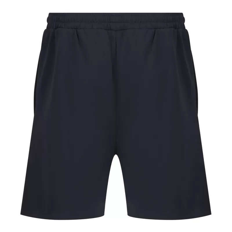 Short de sport bicolore en polyester, poches zippées, taille élastique, 250 g/m²