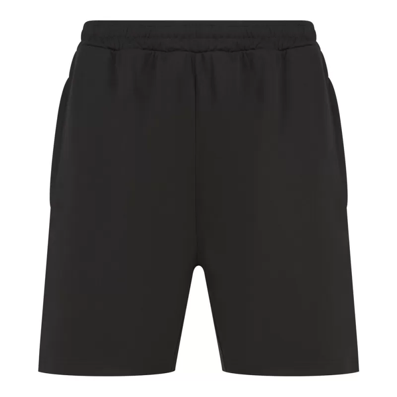 Short de sport bicolore en polyester, poches zippées, taille élastique, 250 g/m²