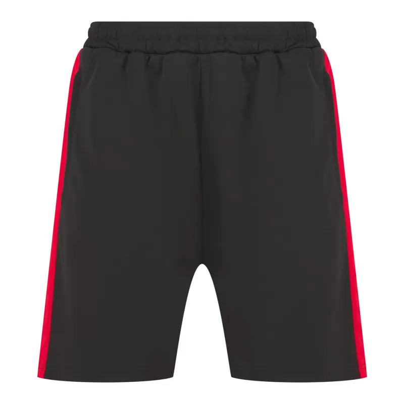 Short de sport bicolore en polyester, poches zippées, taille élastique, 250 g/m²
