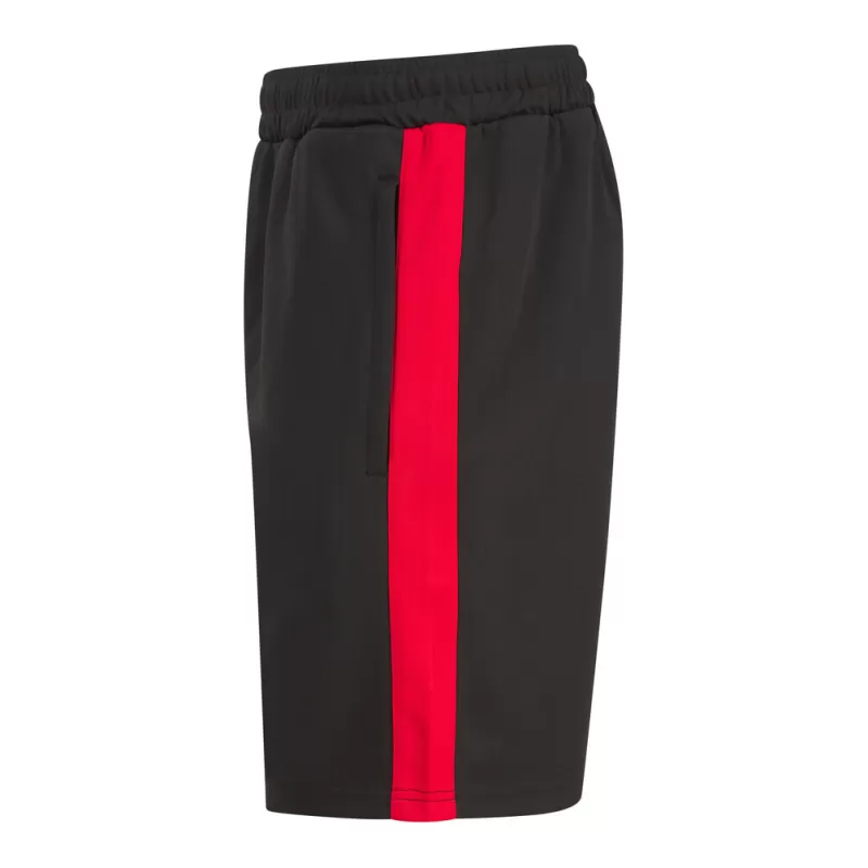 Short de sport bicolore en polyester, poches zippées, taille élastique, 250 g/m²