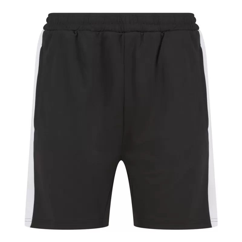 Short de sport bicolore en polyester, poches zippées, taille élastique, 250 g/m²