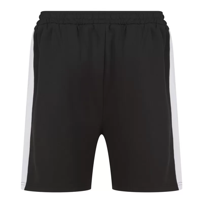 Short de sport bicolore en polyester, poches zippées, taille élastique, 250 g/m²