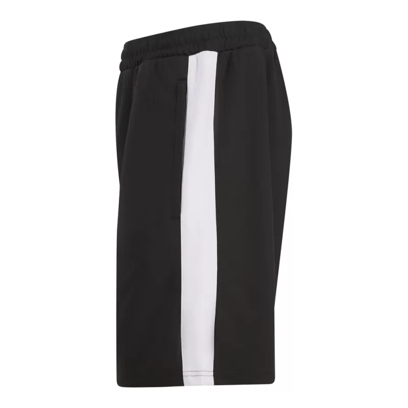 Short de sport bicolore en polyester, poches zippées, taille élastique, 250 g/m²