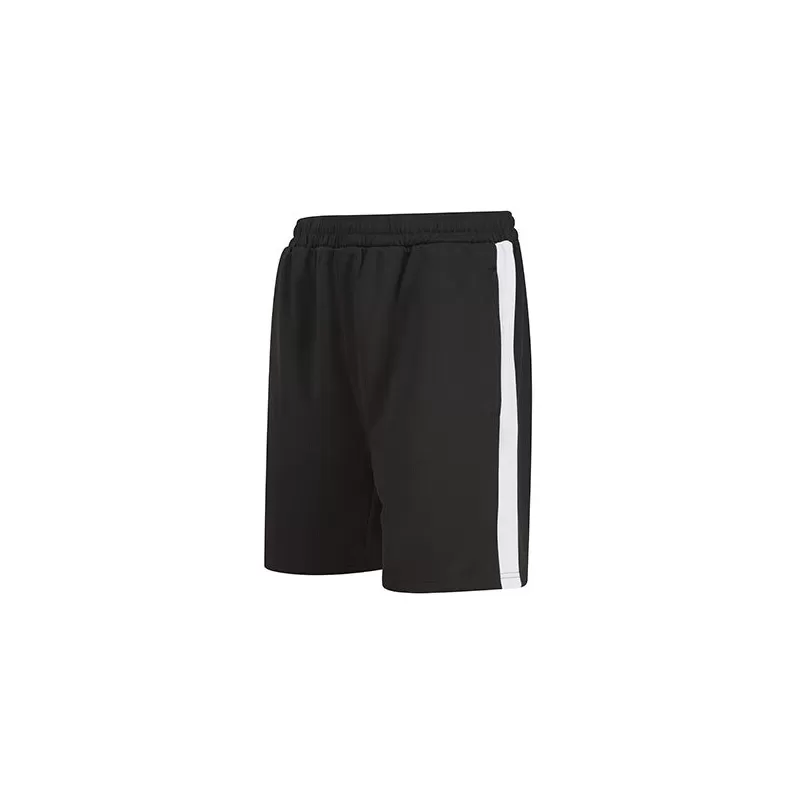 Short de sport bicolore en polyester, poches zippées, taille élastique, 250 g/m²