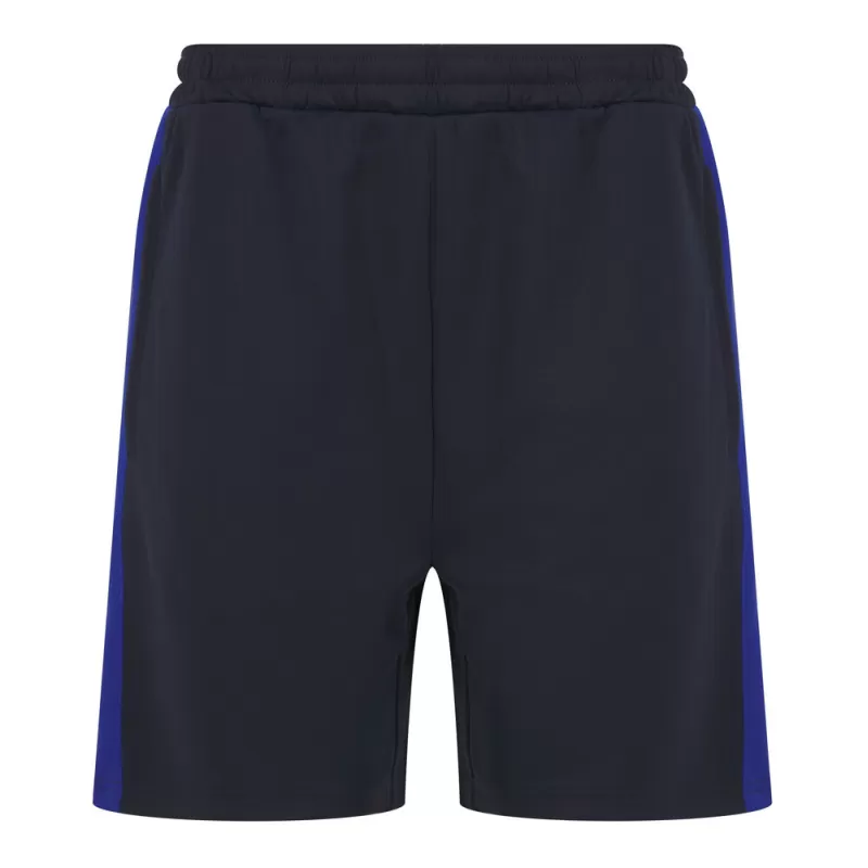 Short de sport bicolore en polyester, poches zippées, taille élastique, 250 g/m²