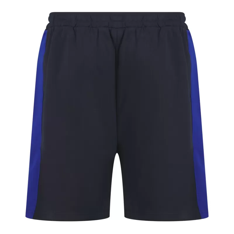 Short de sport bicolore en polyester, poches zippées, taille élastique, 250 g/m²