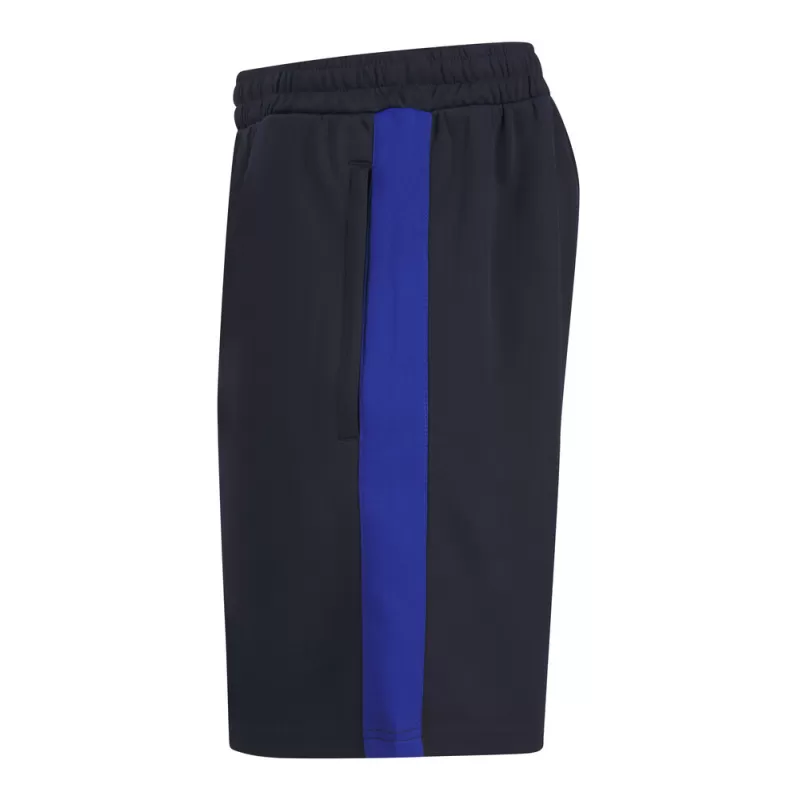 Short de sport bicolore en polyester, poches zippées, taille élastique, 250 g/m²