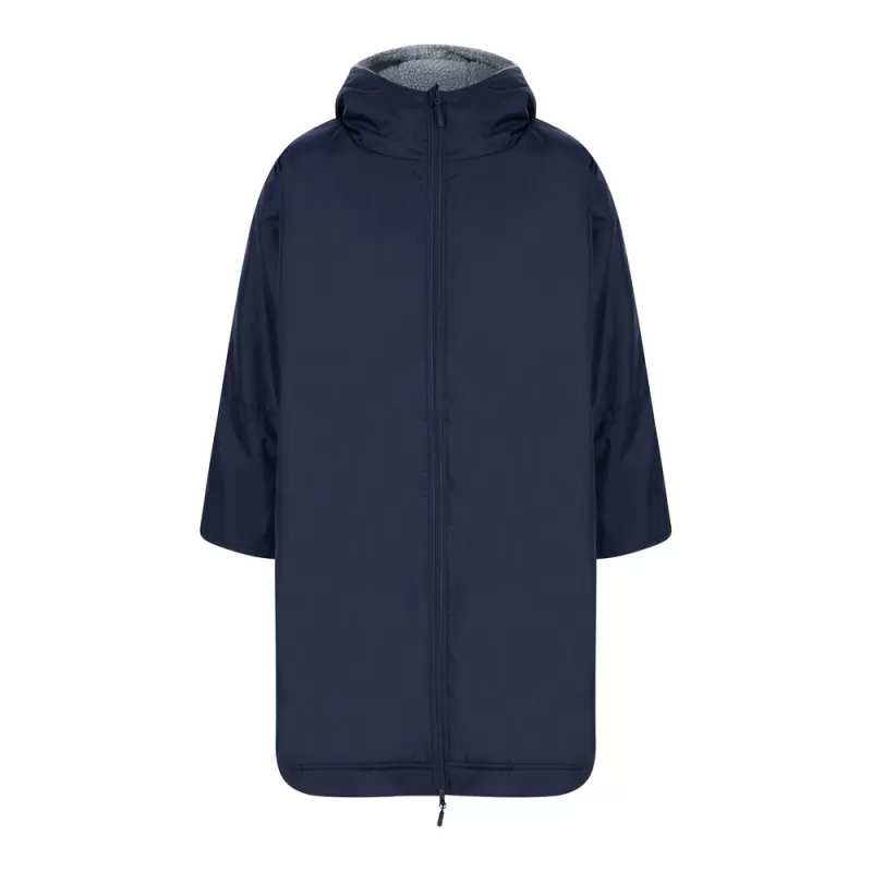 Longue veste imperméable doublure en polaire et capuche, poches zippées, 280 g/m²