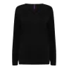 Pull col V femme en coton acrylique jauge 12, 285 g/m²
