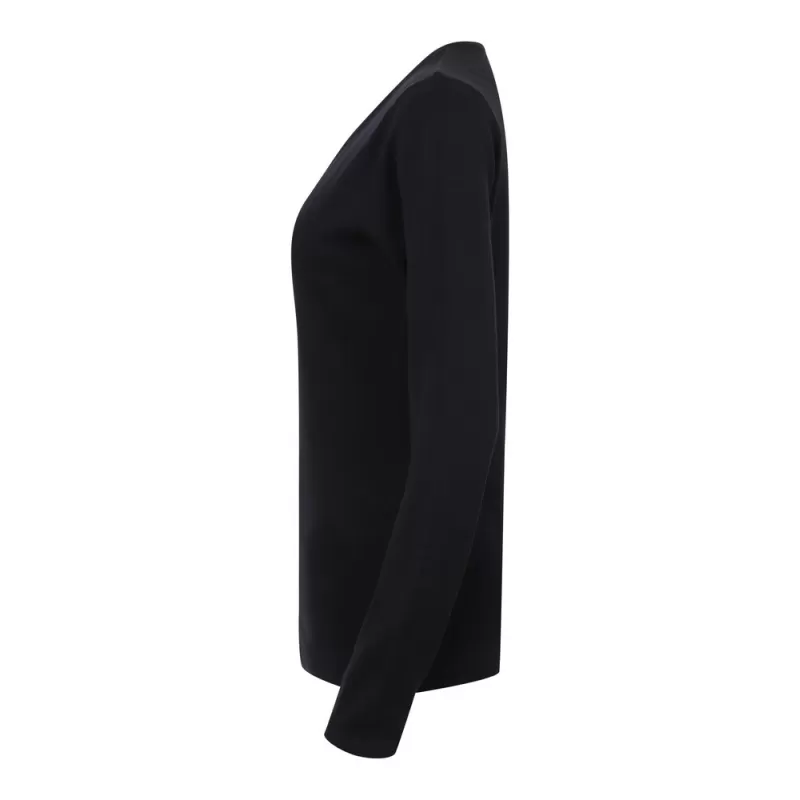 Pull col V femme en coton acrylique jauge 12, 285 g/m²