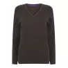 Pull col V femme en coton acrylique jauge 12, 285 g/m²