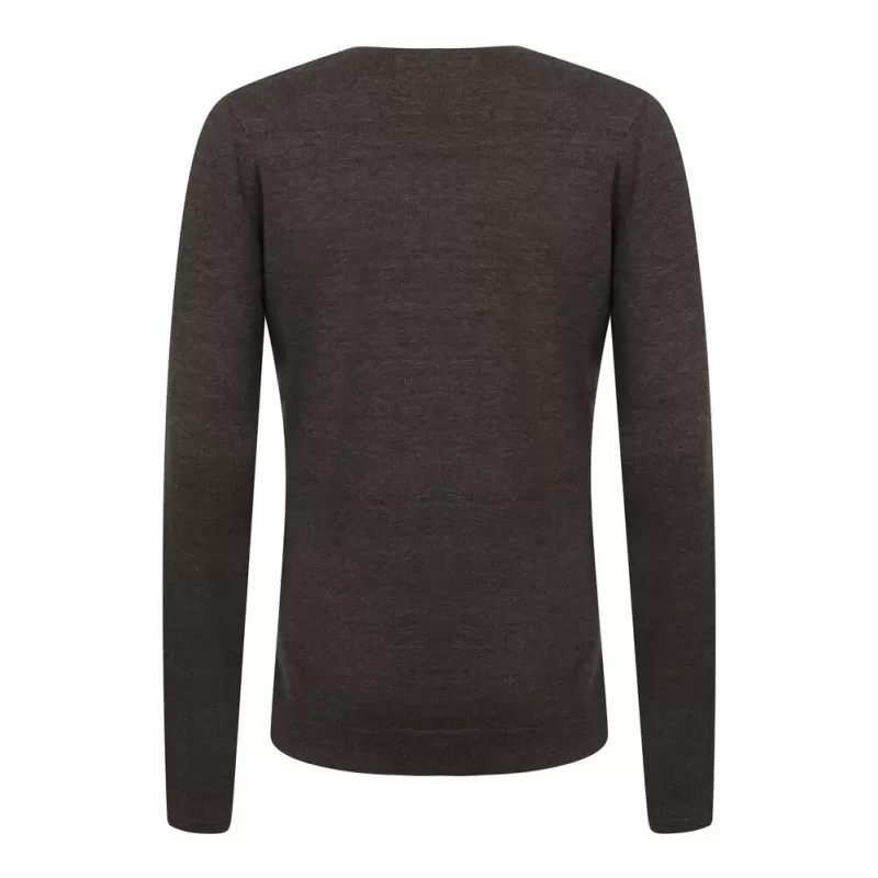 Pull col V femme en coton acrylique jauge 12, 285 g/m²