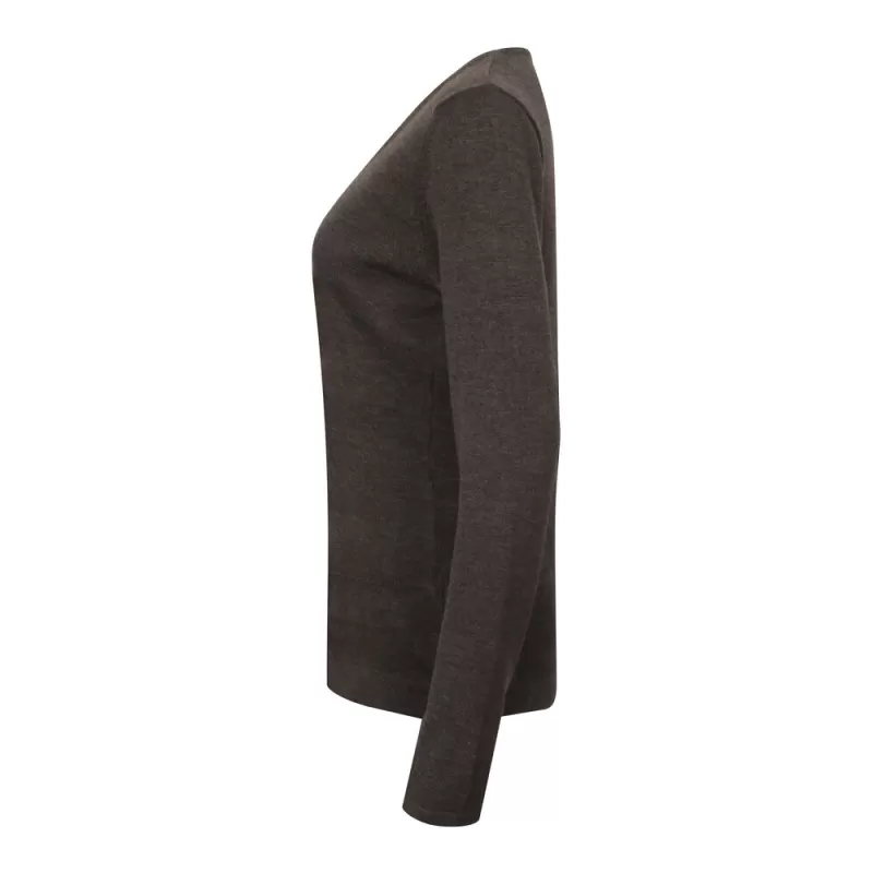 Pull col V femme en coton acrylique jauge 12, 285 g/m²