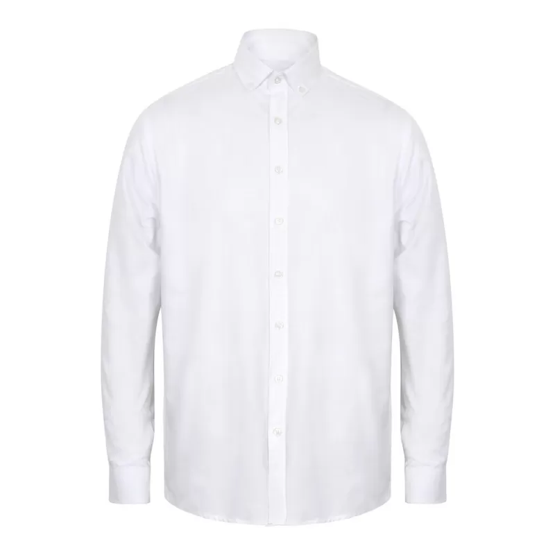 Chemise Oxford manches longues en coton infroissable, coupe décontractée, 150 g/m²