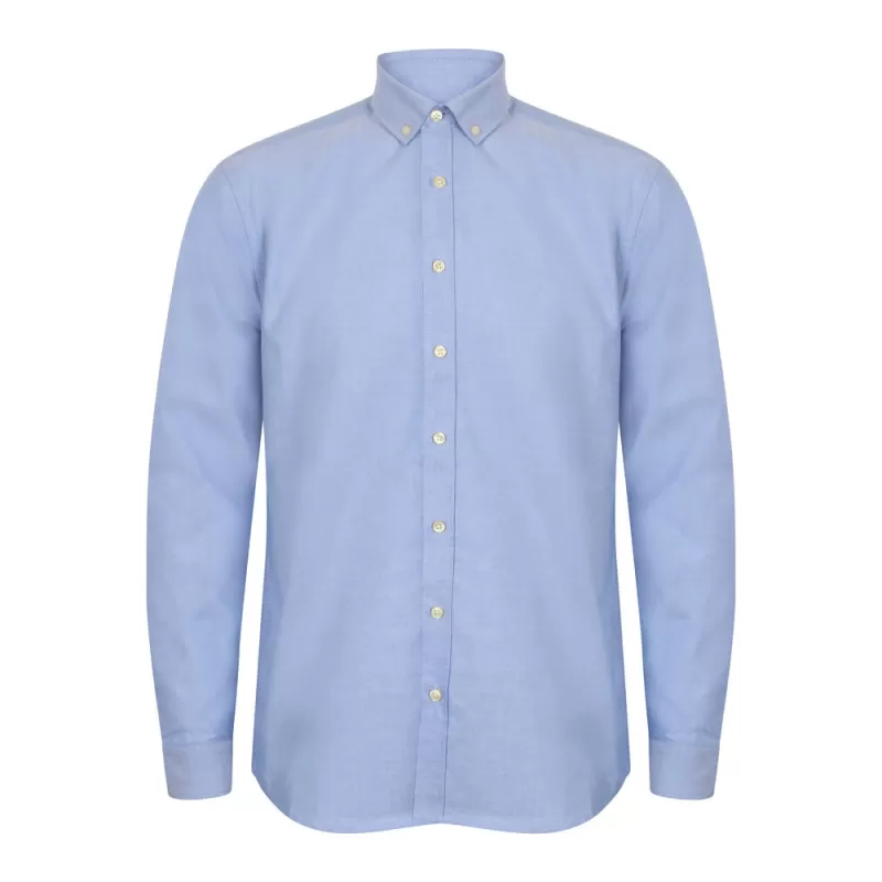 Chemise Oxford manches longues en coton infroissable, coupe décontractée, 150 g/m²