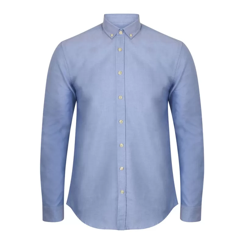 Chemise Oxford manches longues en coton infroissable, coupe cintrée, 150 g/m²