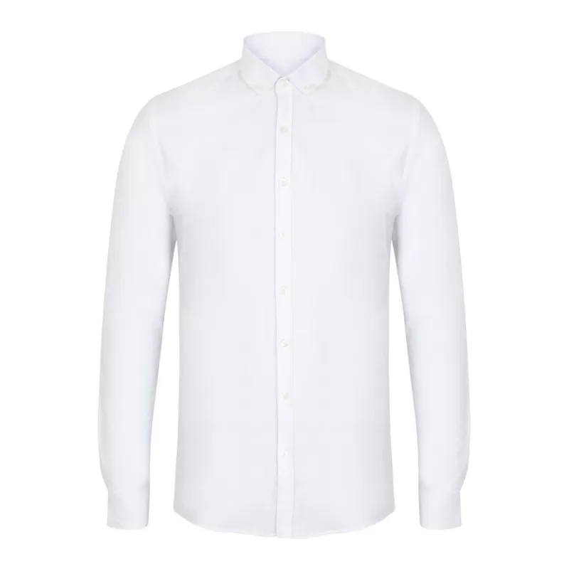 Chemise Oxford manches longues en coton infroissable, coupe cintrée, 150 g/m²