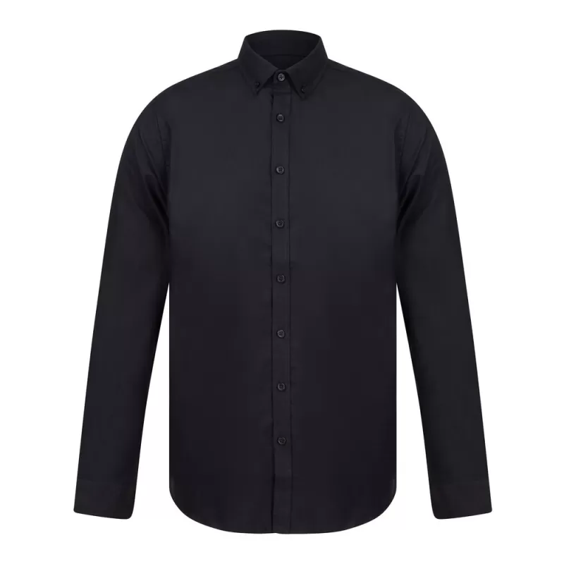 Chemise Oxford manches longues en coton infroissable, coupe cintrée, 150 g/m²