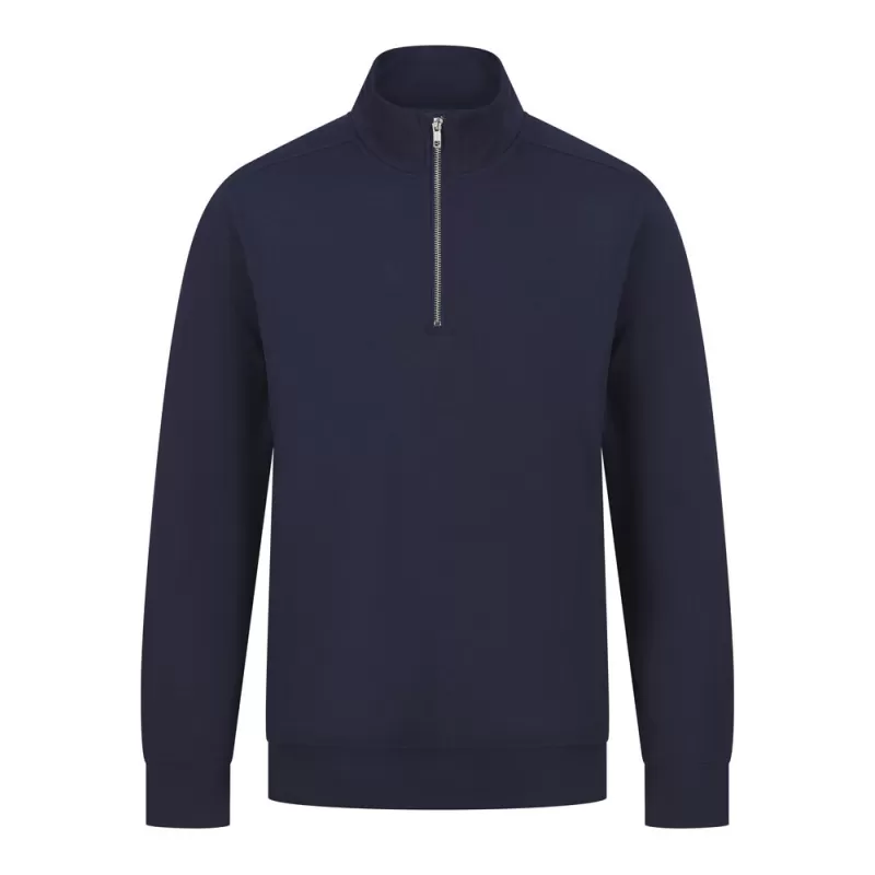 Sweat-shirt durable col zippé, intérieur brossé, 2 poches latérales zippées, 300 g/m²