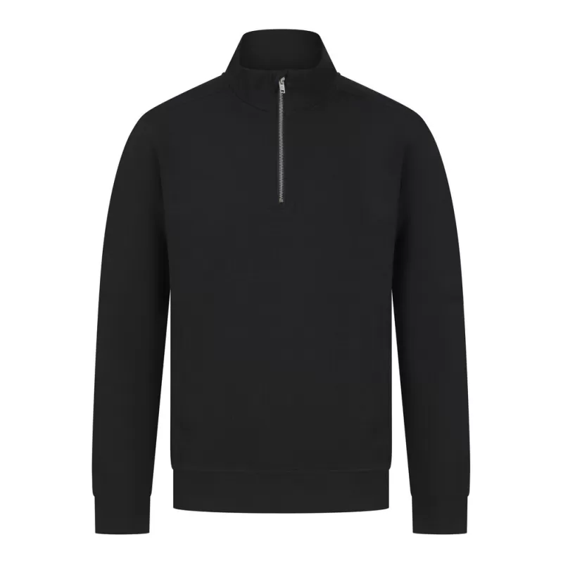 Sweat-shirt durable col zippé, intérieur brossé, 2 poches latérales zippées, 300 g/m²