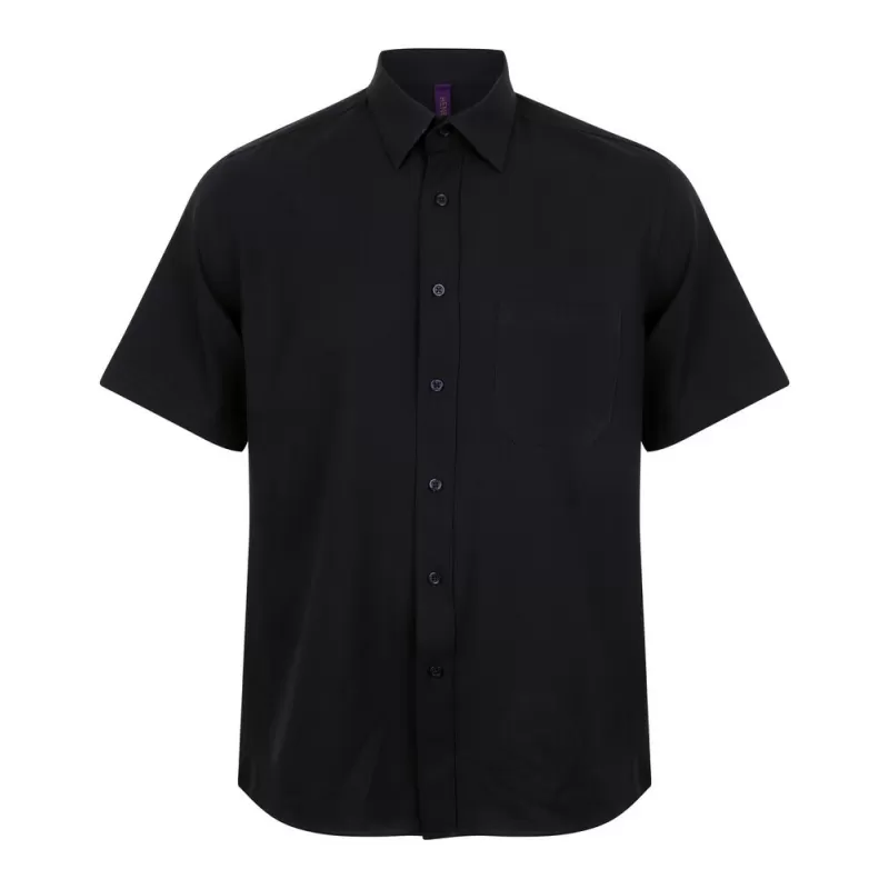 Chemisette respirante manches courtes en polyester léger, boutons nacrés, 115 g/m²