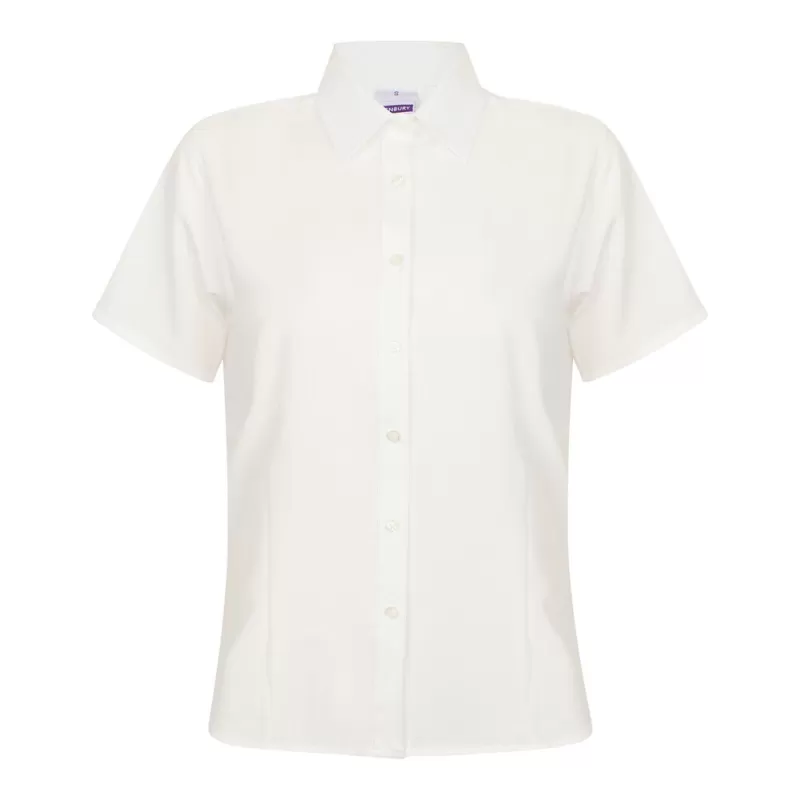 Chemisette femme respirante manches courtes en polyester léger, boutons nacrés, 115 g/m²