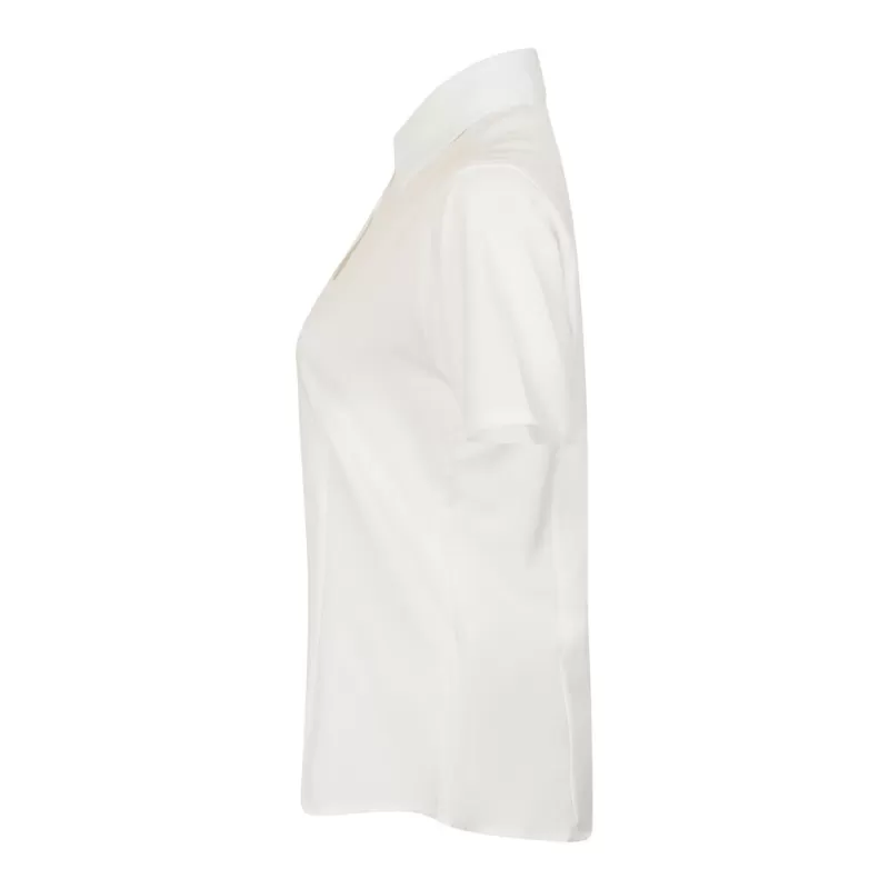 Chemisette femme respirante manches courtes en polyester léger, boutons nacrés, 115 g/m²