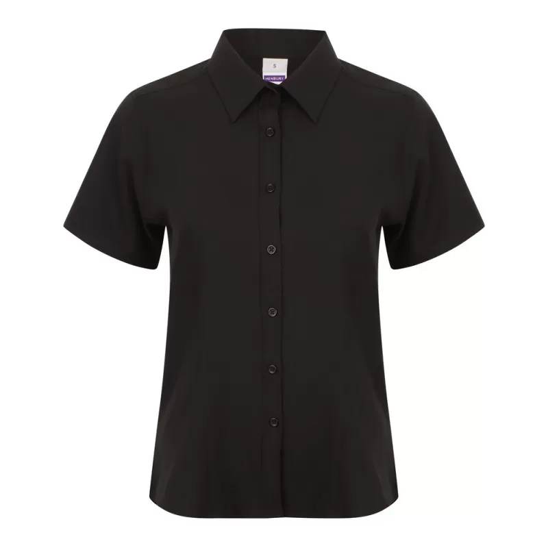 Chemisette femme respirante manches courtes en polyester léger, boutons nacrés, 115 g/m²