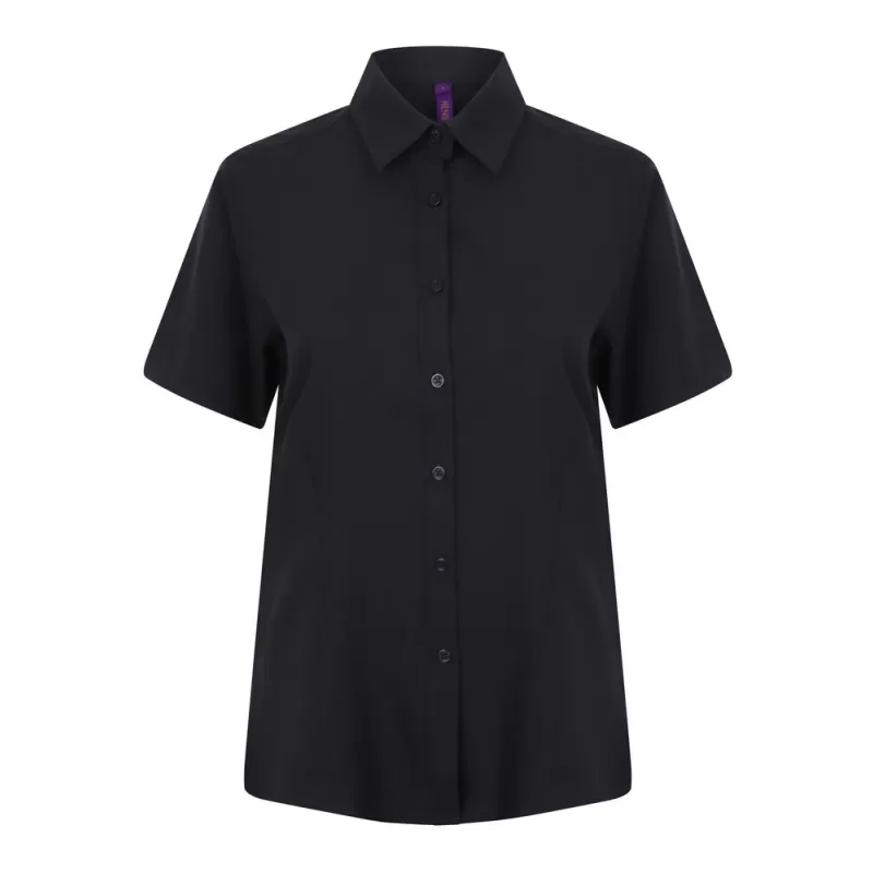 Chemisette femme respirante manches courtes en polyester léger, boutons nacrés, 115 g/m²