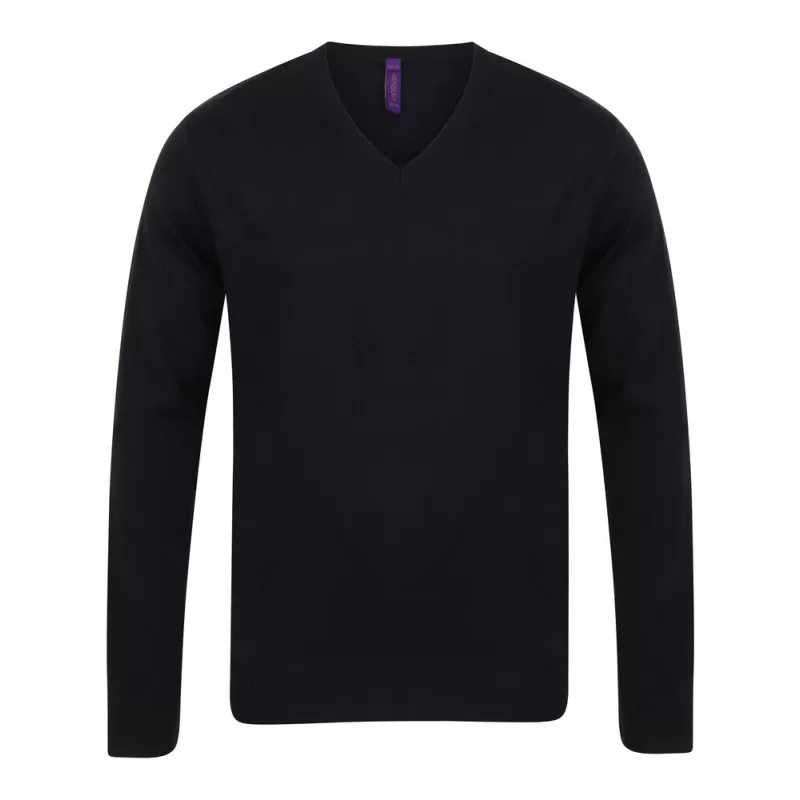 Pull col V homme en coton acrylique jauge 12, 285 g/m²