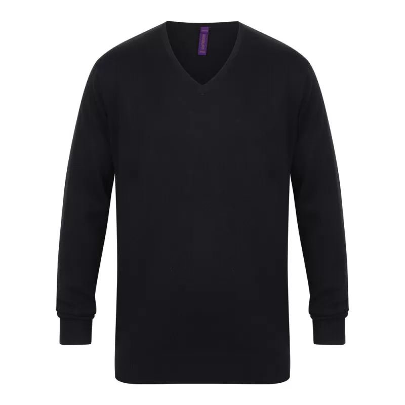 Pull col V homme en coton acrylique jauge 12, 285 g/m²