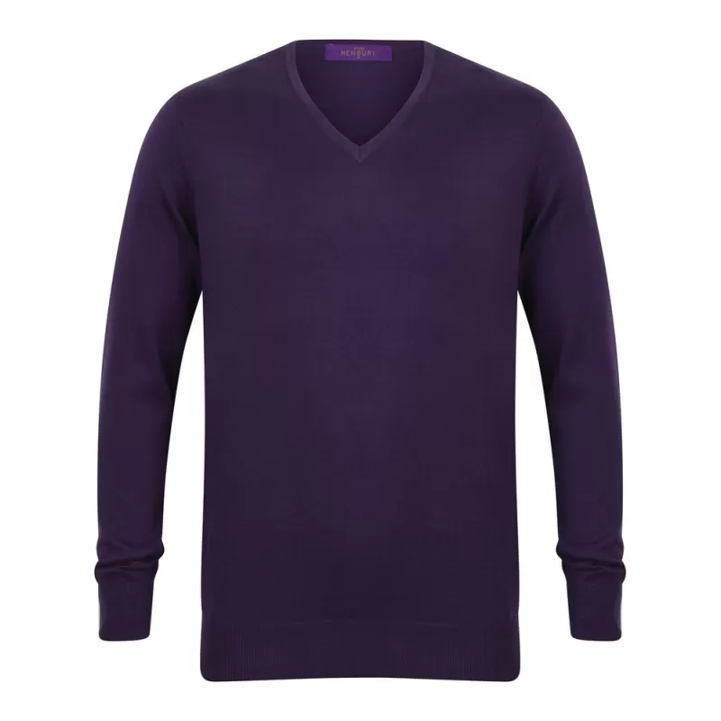 Pull col V homme en coton acrylique jauge 12, 285 g/m²