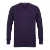 Pull col V homme en coton acrylique jauge 12, 285 g/m²