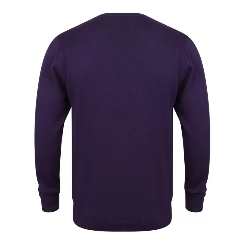 Pull col V homme en coton acrylique jauge 12, 285 g/m²