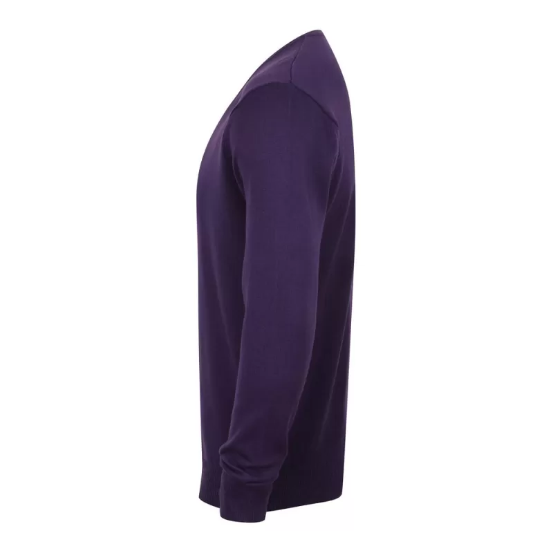 Pull col V homme en coton acrylique jauge 12, 285 g/m²