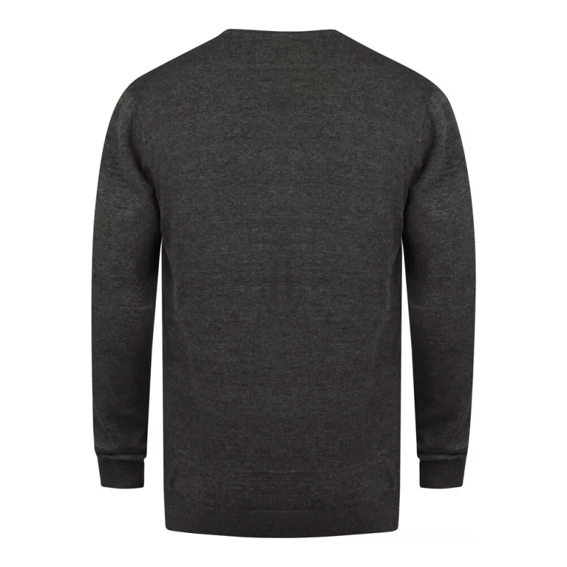 Pull col V homme en coton acrylique jauge 12, 285 g/m²