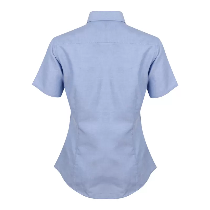 Chemise femme Oxford manches courtes en coton infroissable, coupe droite, 150 g/m²