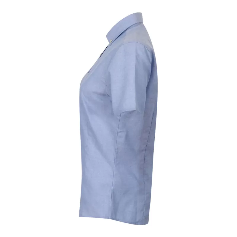 Chemise femme Oxford manches courtes en coton infroissable, coupe droite, 150 g/m²