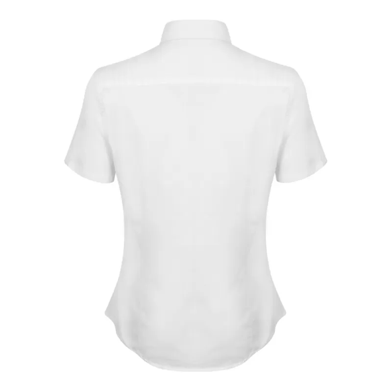 Chemise femme Oxford manches courtes en coton infroissable, coupe droite, 150 g/m²