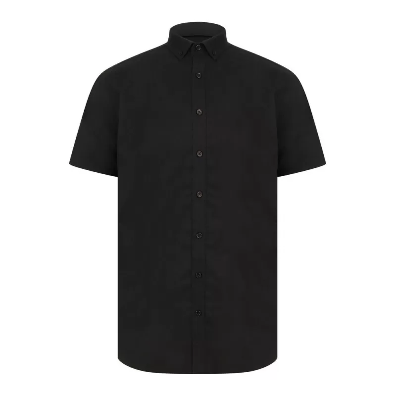 Chemise Oxford manches courtes en coton infroissable, coupe droite, 150 g/m²