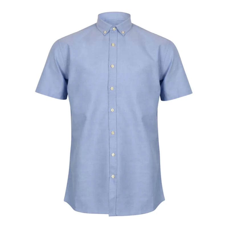 Chemise Oxford manches courtes en coton infroissable, coupe droite, 150 g/m²