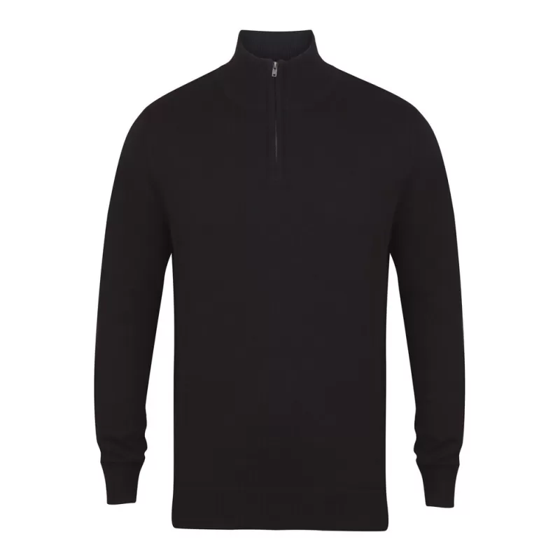 Pull col zippé en coton acrylique jauge 12, 225 g/m²