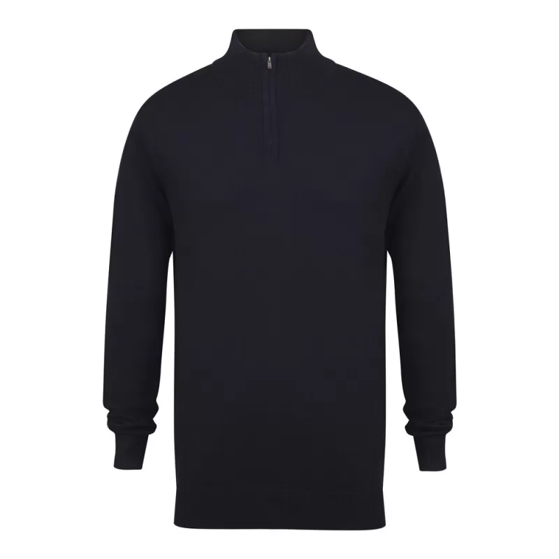 Pull col zippé en coton acrylique jauge 12, 225 g/m²